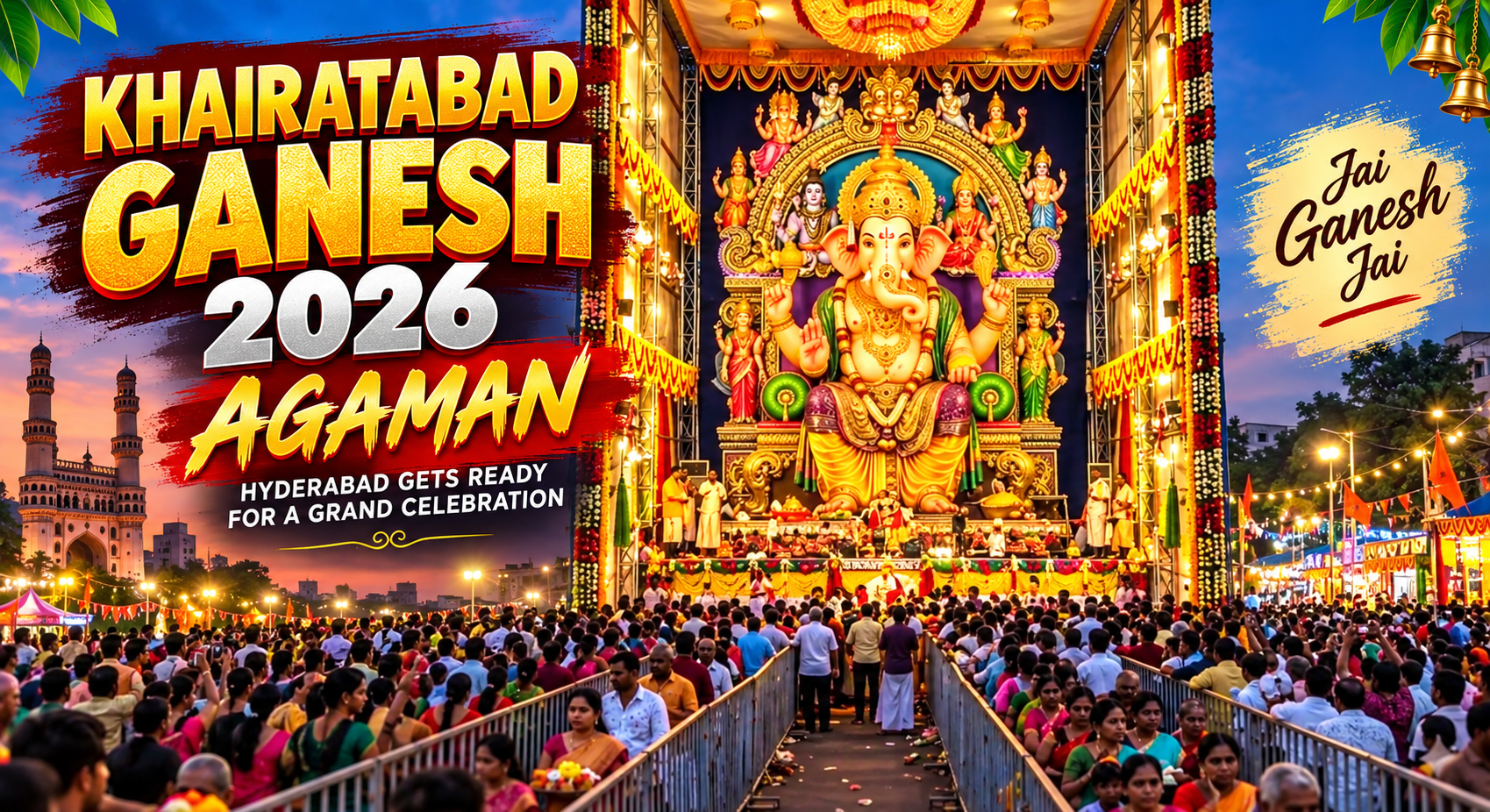 Khairatabad Ganesh 2026 Agaman: Grand Ganesh Idol Arrives in Hyderabad