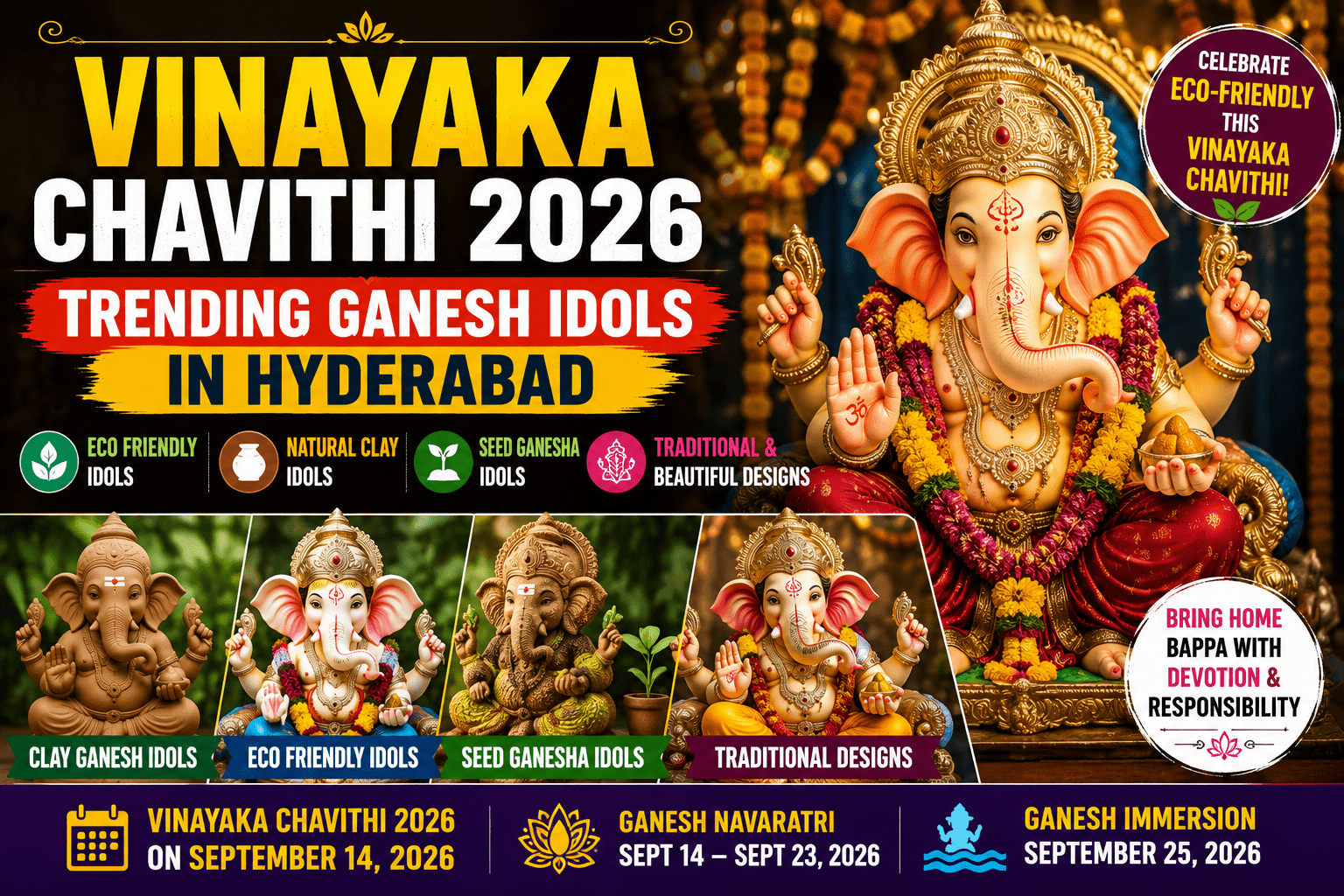 Vinayaka Chavithi 2026 Ganesh idols Hyderabad 2026 Vinayaka idols Hyderabad Ganesh Chaturthi 2026 idols eco friendly Ganesh idols Hyderabad clay Ganesh idols Hyderabad Seed Ganesha Hyderabad Ganesh idol designs 2026 Ganesh idols for home Vinayaka Chavithi Hyderabad Ganesh Chaturthi Hyderabad 2026 Hyderabad Ganesh idols